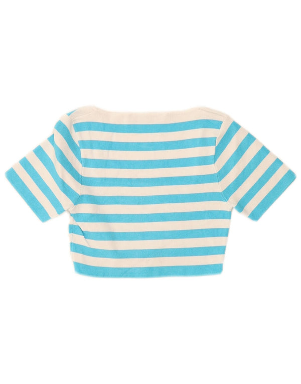 Crop Top pentru femei Zara UK 8 Small Blue Striped Viscose