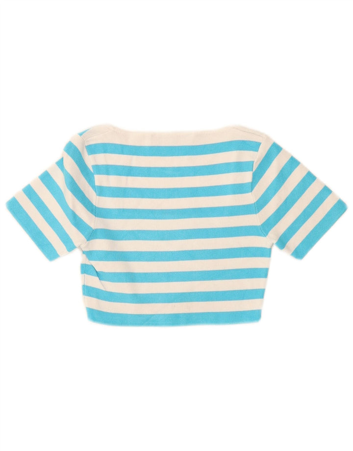 Crop Top pentru femei Zara UK 8 Small Blue Striped Viscose