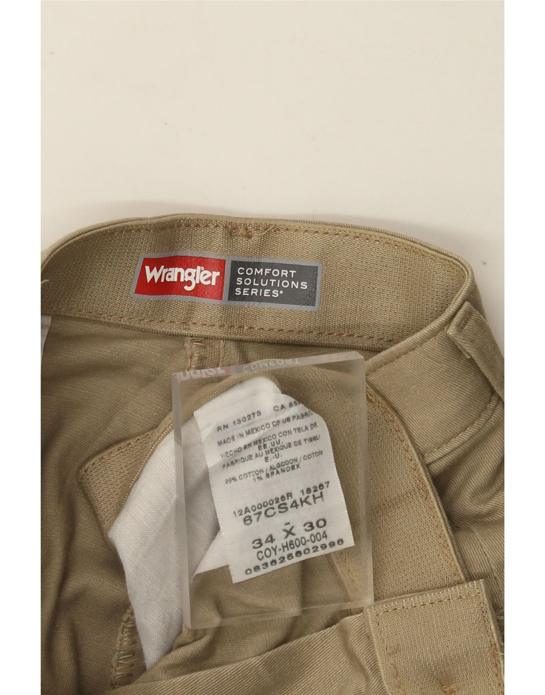 WRANGLER Pantaloni chino drepți, confort pentru bărbați, L34 L30, bumbac bej