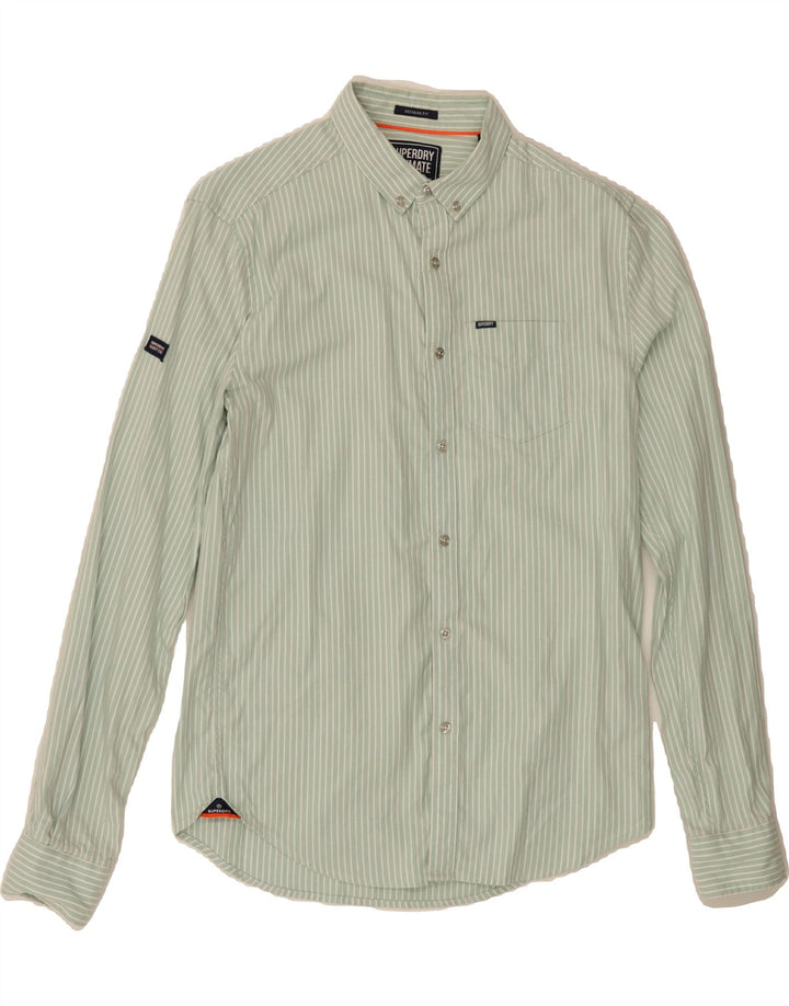 SUPERDRY Mens Regular Fit Shirt Small Green Striped Cotton Vintage Superdry and Second-Hand Superdry from Messina Hembry 
