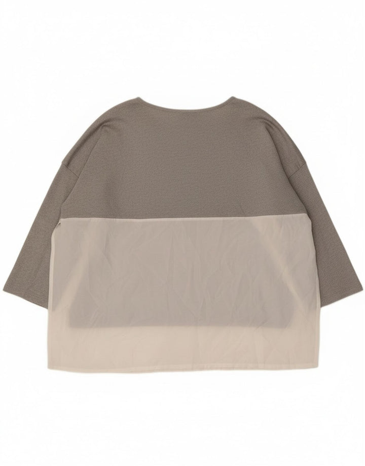 Top supradimensionat pentru femei Zara cu mâneci 3/4 UK 14 Medium Gri Colorblock