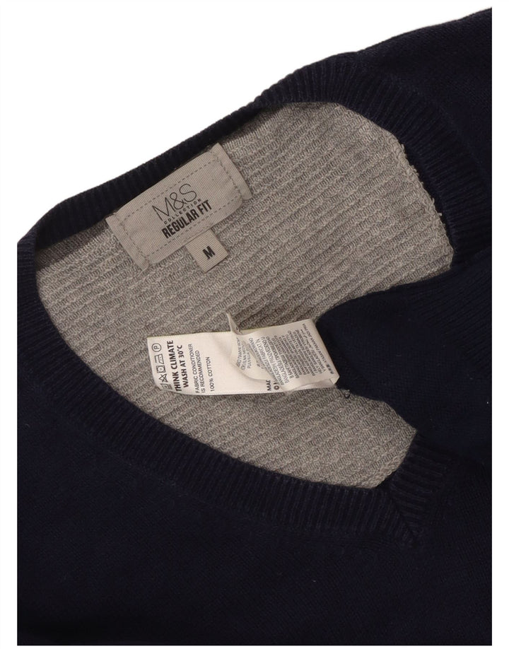 Pulover cu decolteu în V pentru bărbați Marks & Spencer, mediu, bleumarin