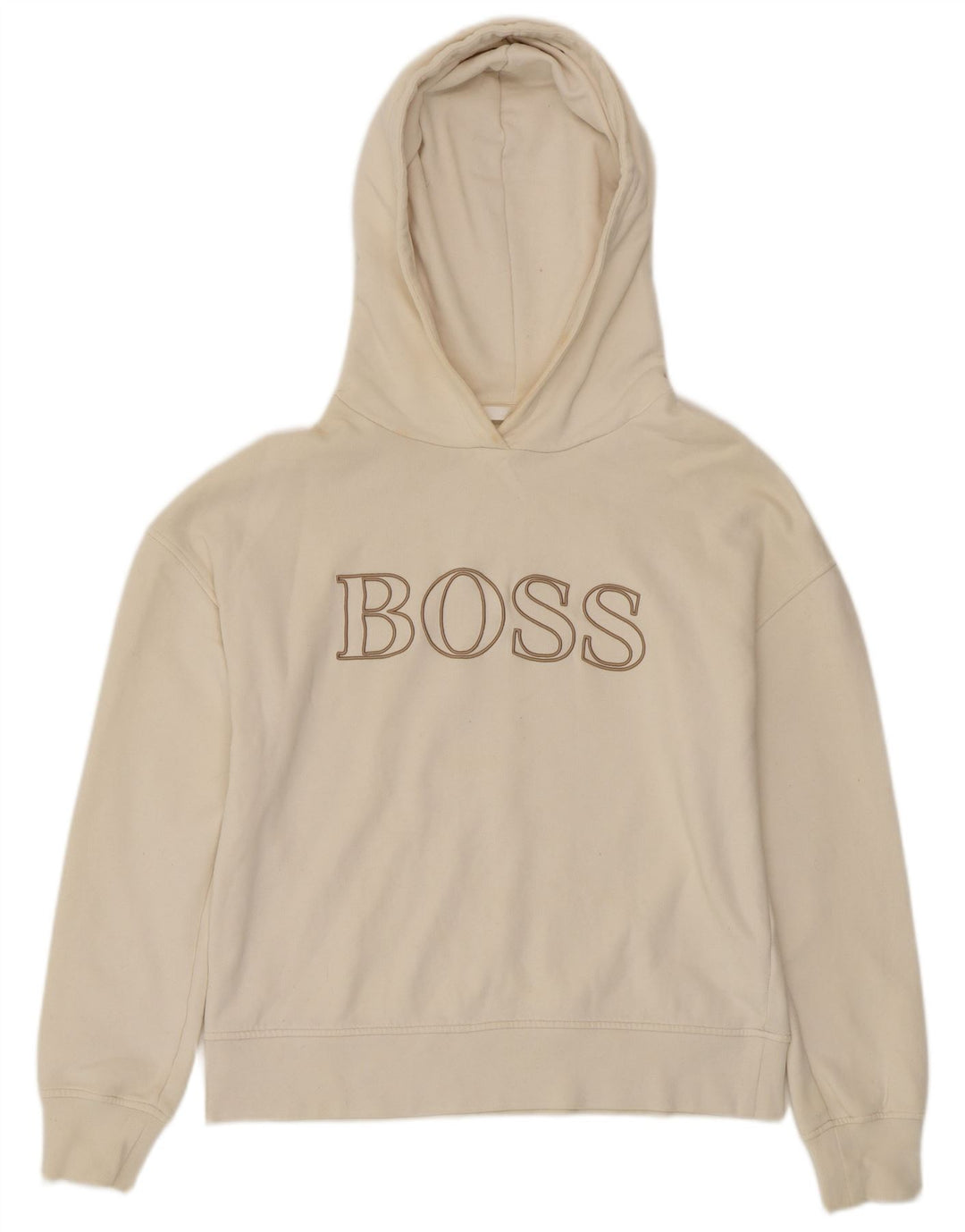 HUGO BOSS Pulover supradimensionat cu glugă cu grafic pentru femei UK 10 Small Off White