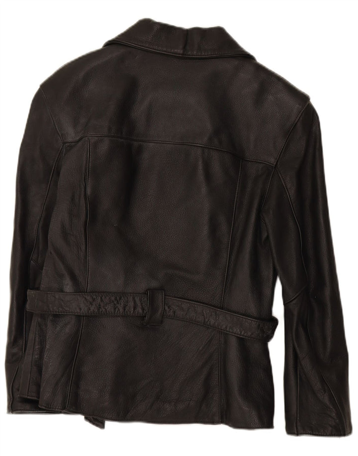 GOB Womens Leather Jacket UK 10 Small Black Leather