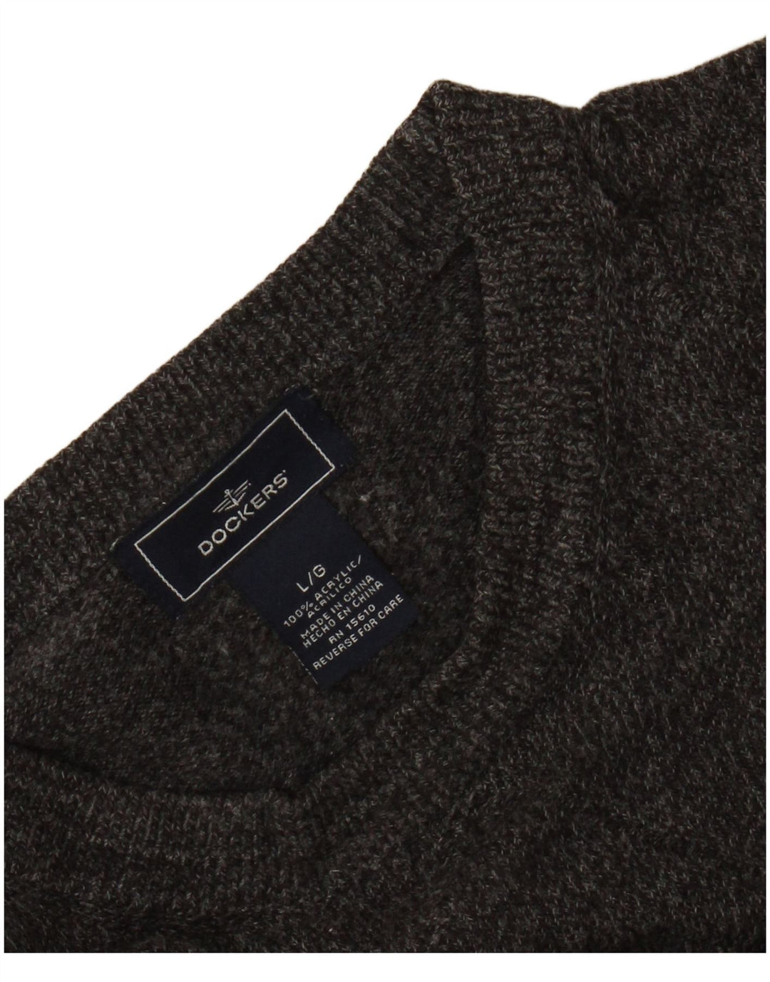 DOCKERS Pulover pentru bărbați cu gâtul turnat mare, gri acrilic