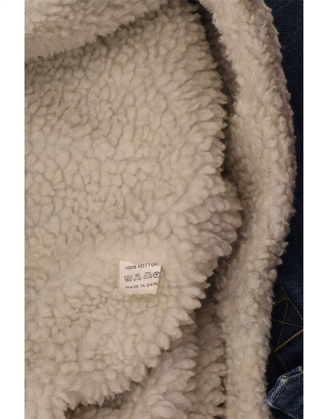 Jachetă de blugi Sherpa pentru bărbați vintage UK 38, bumbac albastru mediu