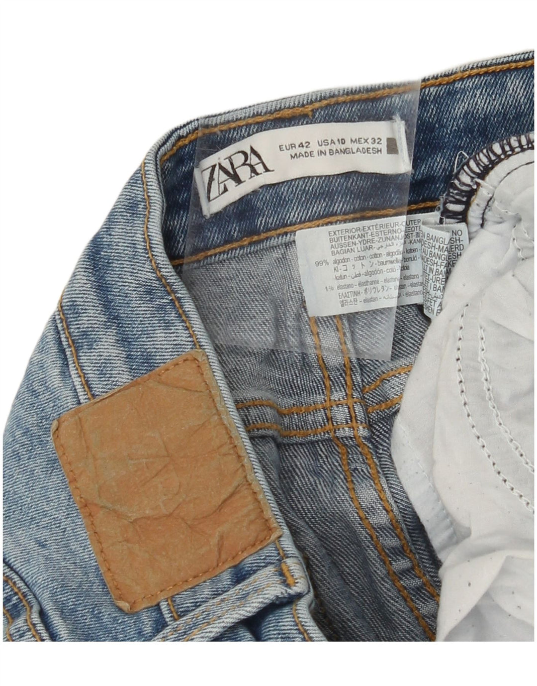 Blugi de damă ZARA Crop cu talie înaltă EU 42 Large W32 L24 Blue Bumbac