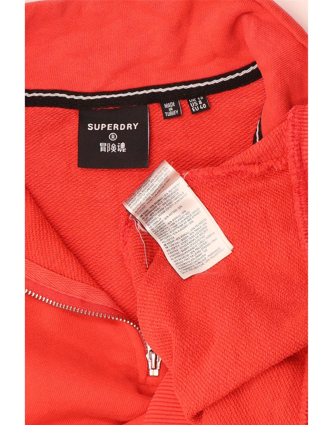 Pulover pentru damă Superdry Crop Zip Gâtul pentru femei UK 12 Bumbac portocaliu mediu