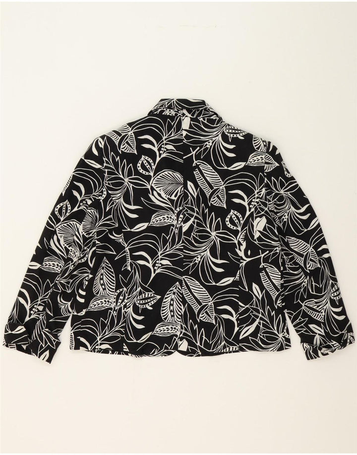 VOGUE Womens 3 Button Blazer Jacket UK 18 XL Black Floral Viscose Vintage Vogue and Second-Hand Vogue from Messina Hembry 