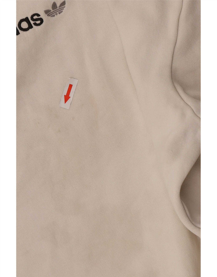 Pulover de hanorac grafic Adidas pentru femei UK 14 Bumbac alb mediu mediu
