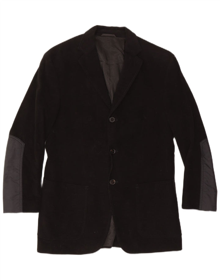 Blazer pentru bărbați Hugo Boss, cu 3 nasturi, IT 46, bumbac color bloc negru mic