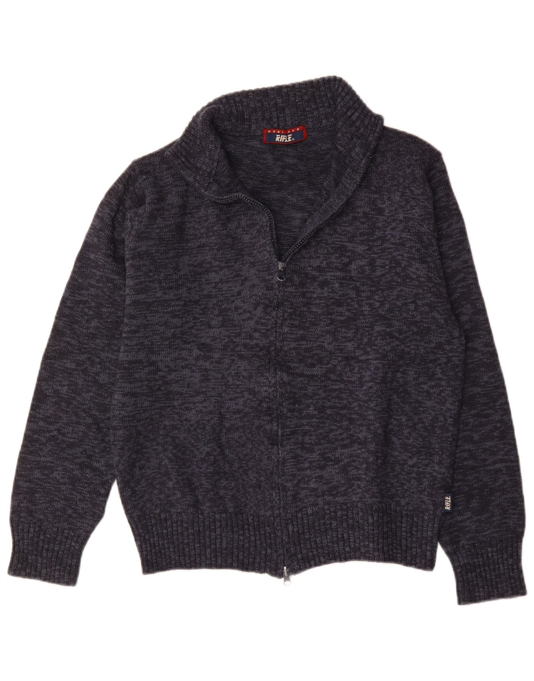 Pulover cardigan pentru bărbați Rifle, lână cu pete albastru bleumarin mediu