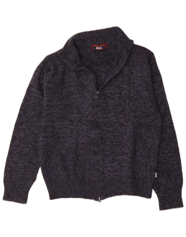 Pulover cardigan pentru bărbați Rifle, lână cu pete albastru bleumarin mediu