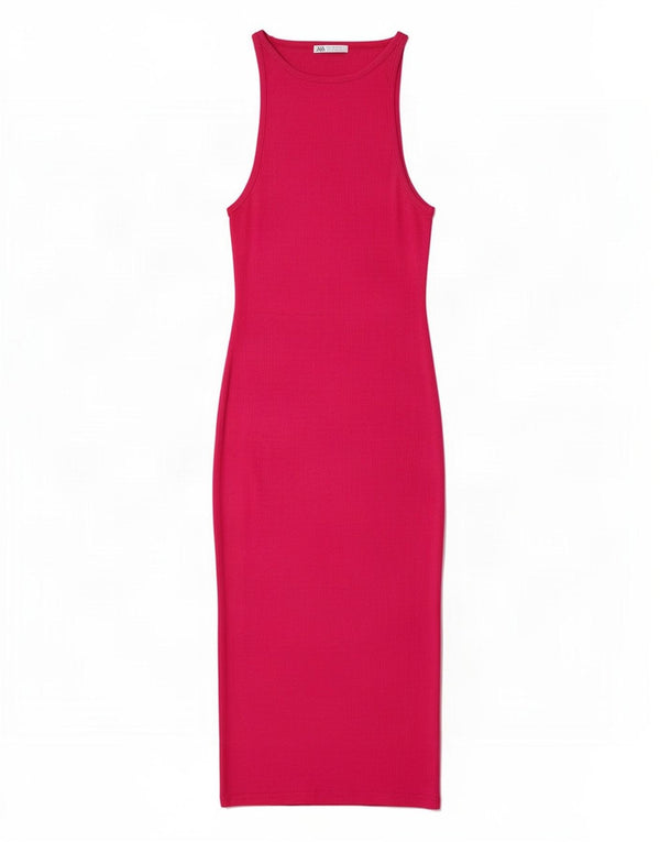 Rochie Maxi fără mâneci pentru femei Zara UK 12 Medium Pink Bumbac