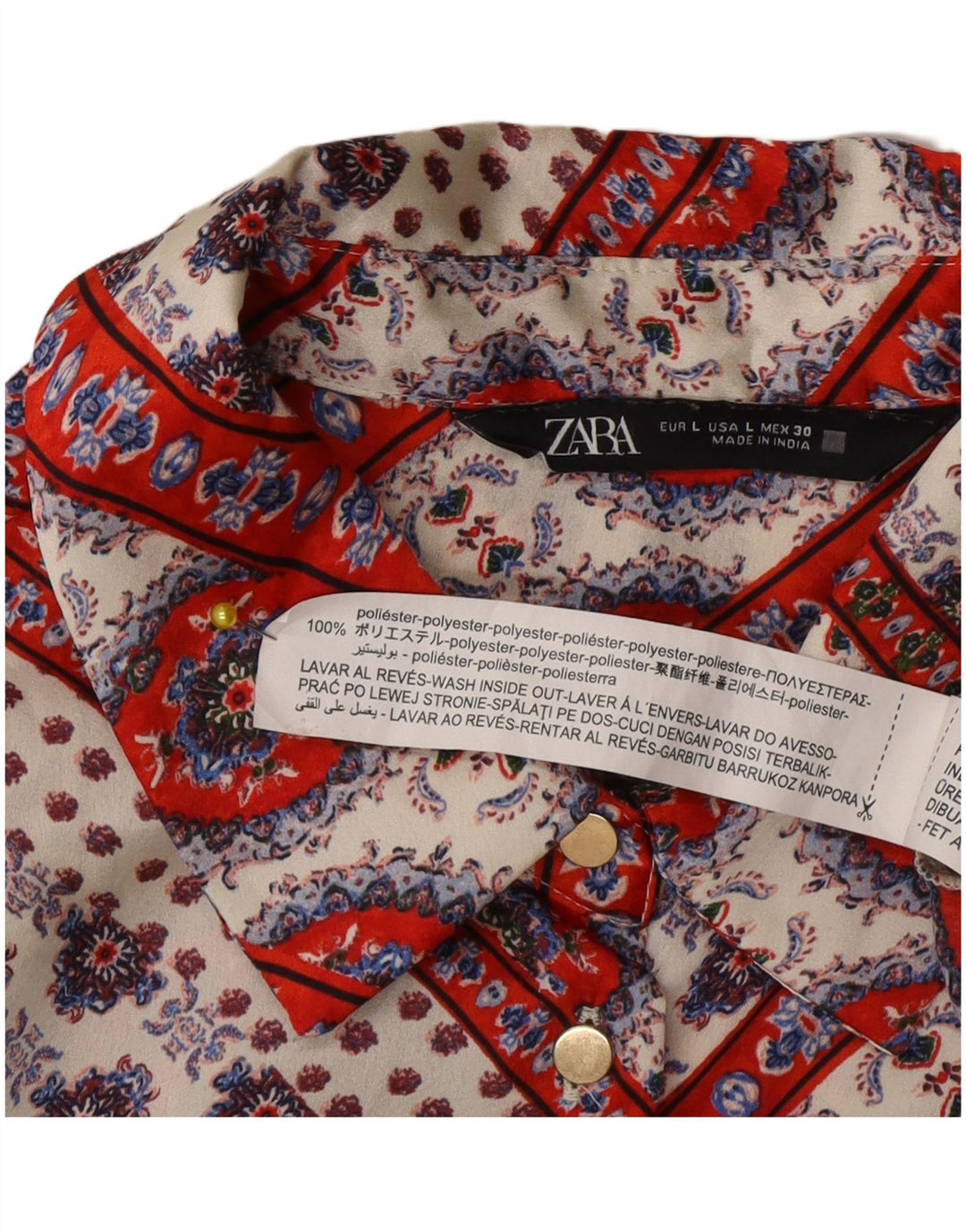 Bluză cămașă pentru femei Zara UK 16 Poliester floral multicolor mare