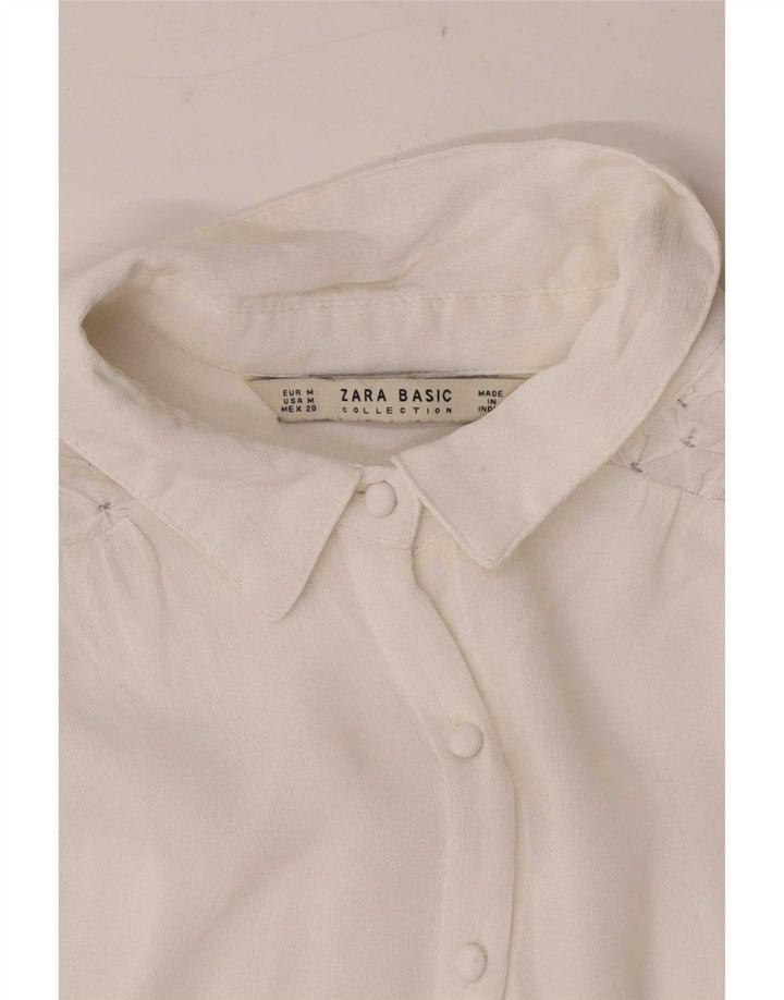Cămașă cu mânecă lungă pentru femei Zara Regular Fit UK 12 Medium White