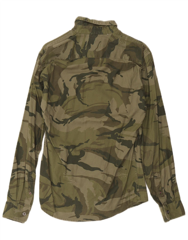Cămașă pentru bărbați Wrangler, bumbac, camuflat, kaki