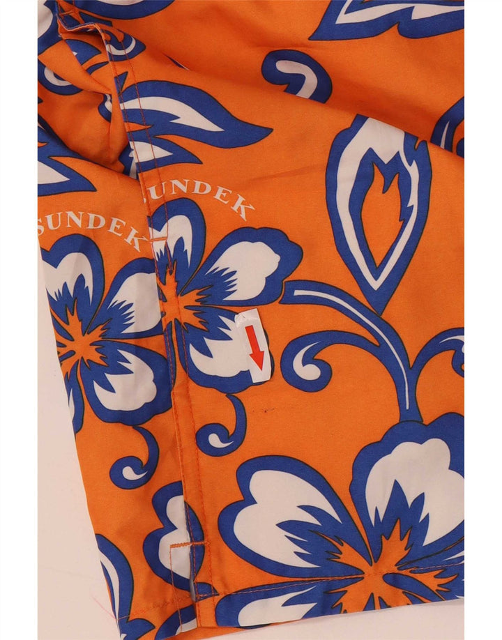 Sundek Pantaloni scurți de înot grafic pentru bărbați, poliester floral, portocaliu mediu
