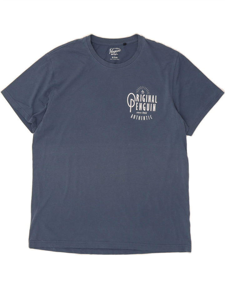 PENGUIN Mens Graphic T-Shirt Top XL Navy Blue Vintage Penguin and Second-Hand Penguin from Messina Hembry 