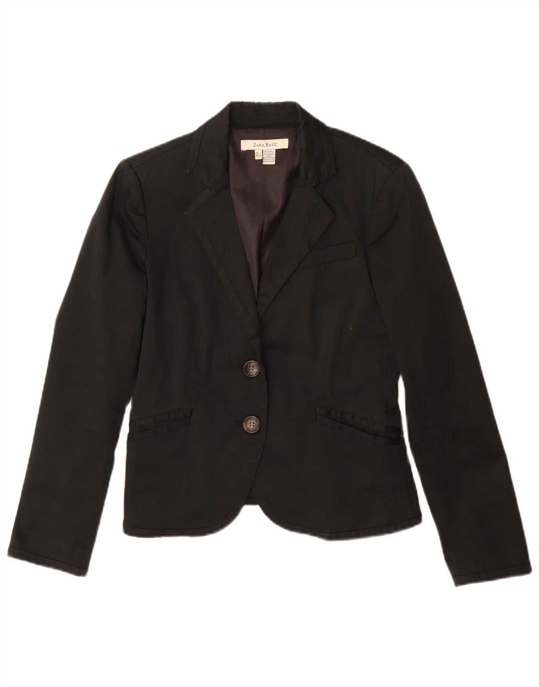 Blazer pentru femei Zara cu 2 nasturi, UK 14, mare, negru, bumbac