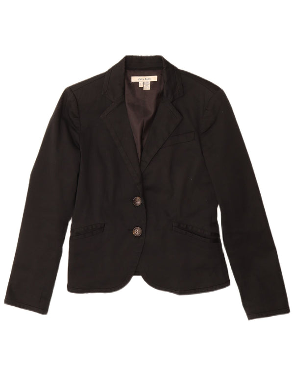Blazer pentru femei Zara cu 2 nasturi, UK 14, mare, negru, bumbac