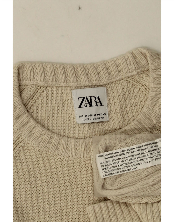 Pulover pentru bărbați Zara, cu gât crew, bumbac mediu bej
