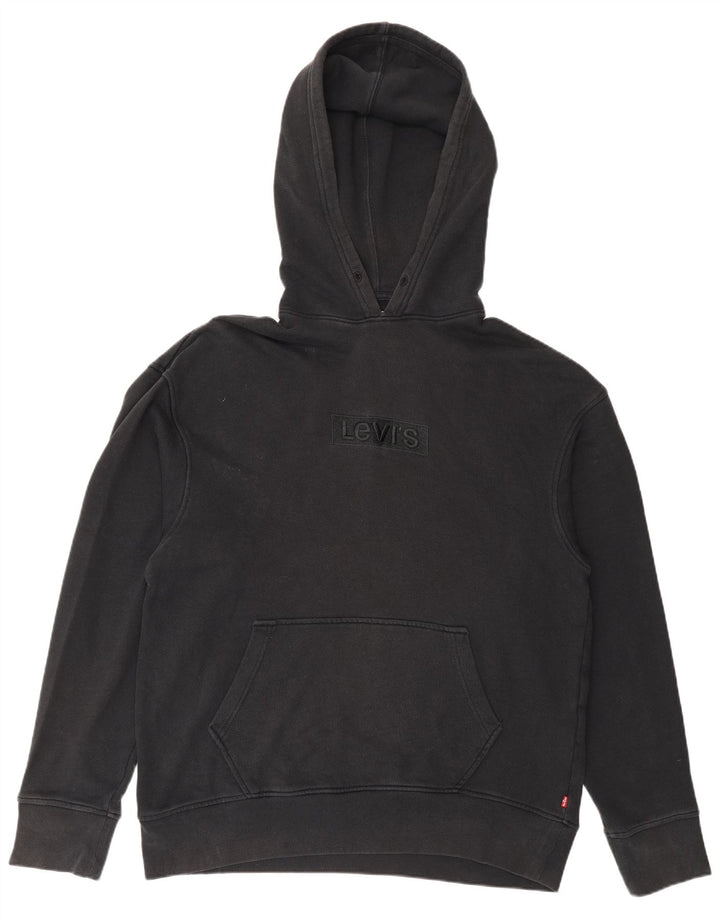 Pulover Levi's pentru bărbați cu capota cu grafică, bumbac mediu negru