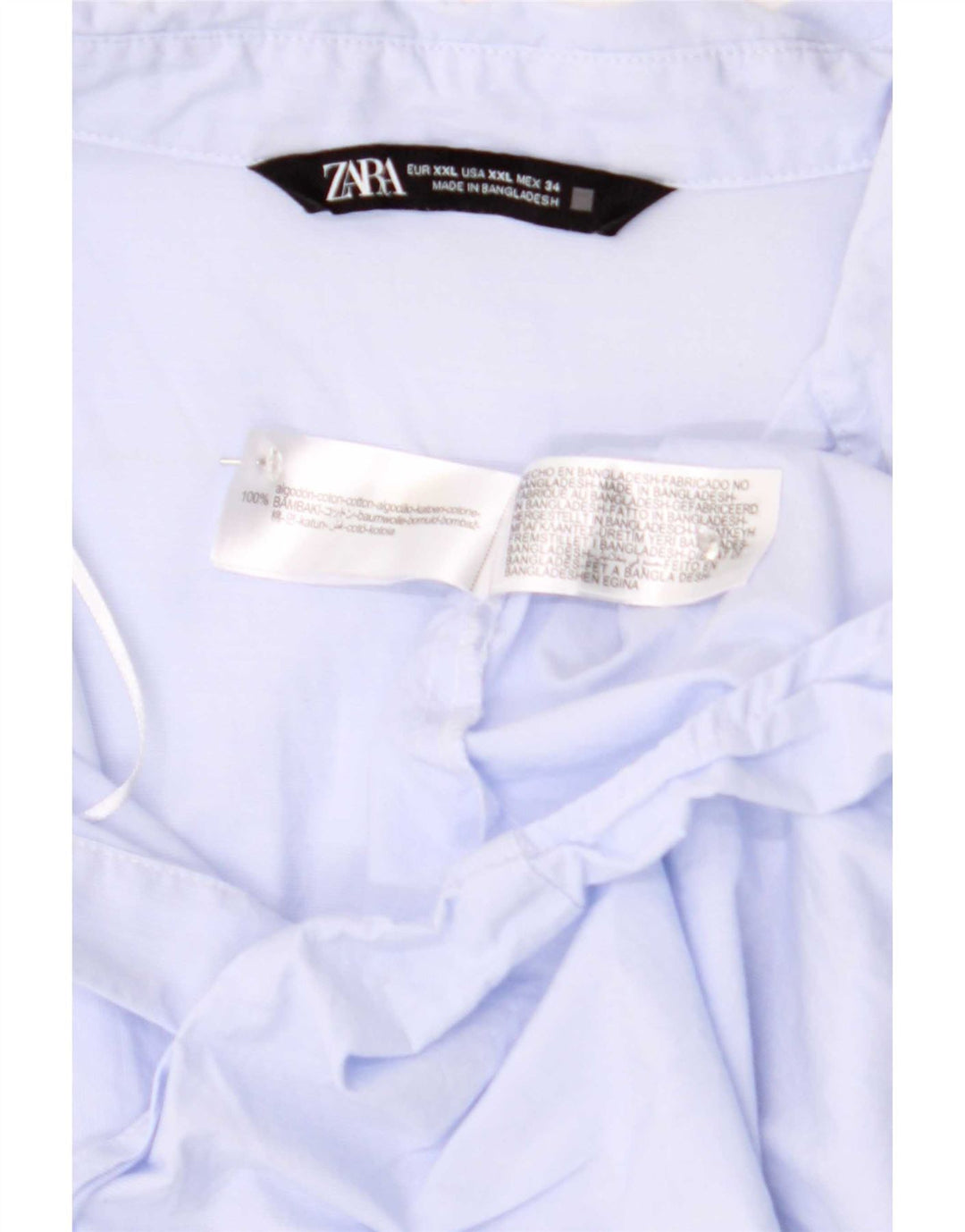 Cămașă Zara Femei UK 20 2XL Albastru Bumbac