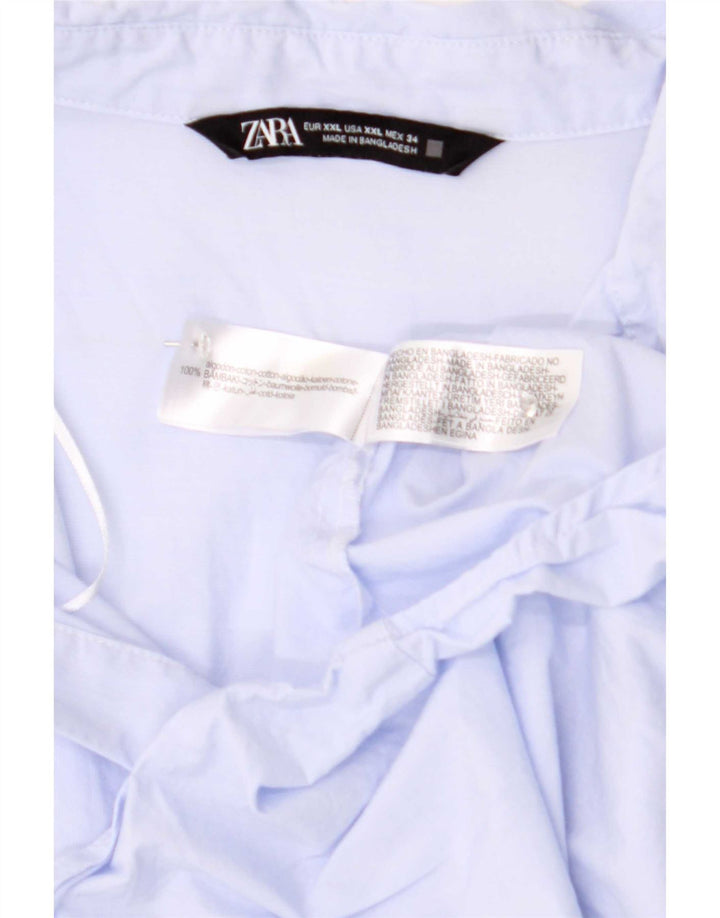 Cămașă Zara Femei UK 20 2XL Albastru Bumbac