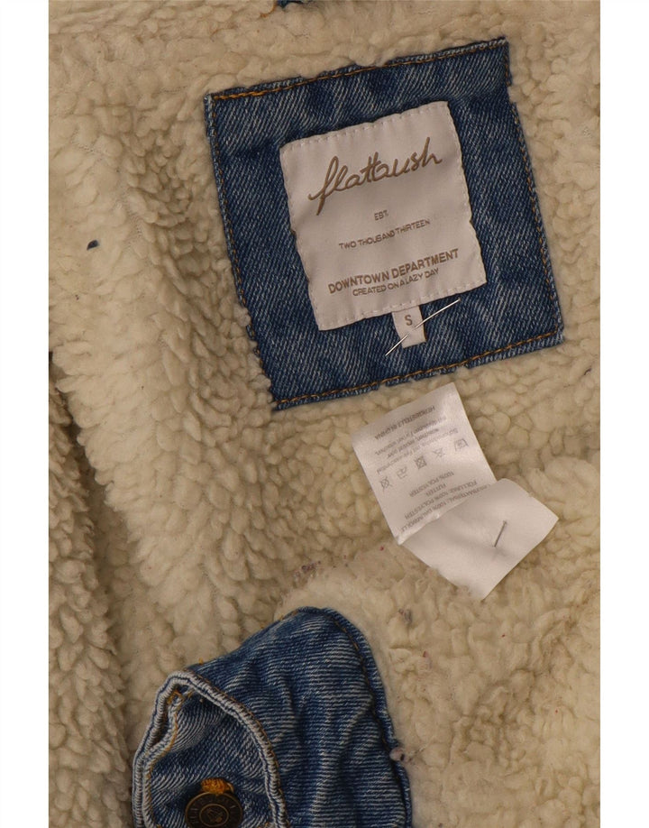 Jachetă de blugi Sherpa pentru femei Flatbush UK 10 Small Blue Poliester