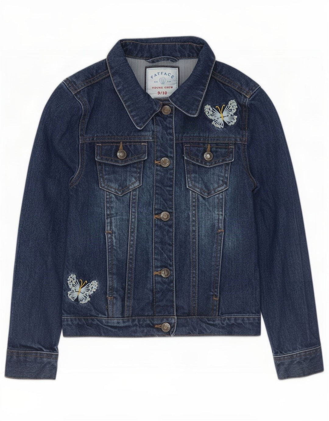 Jachetă Fat Face Fete Denim 9-10 Ani Fluture Bumbac Albastru