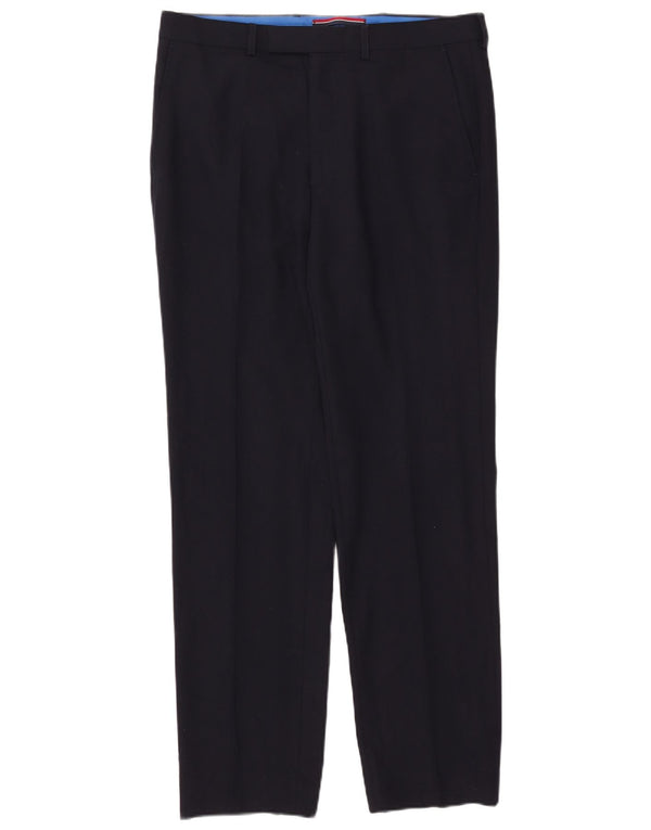 Marks & Spencer Pantaloni de costum drepți croiți pentru bărbați L34 L33 Lână bleumarin