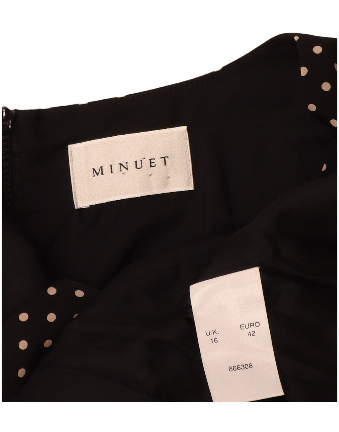 Rochie pentru femei Minuet UK 16, mare, poliester cu buline negru