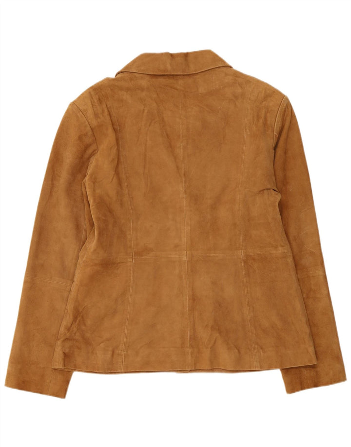 Jachetă pentru femei Helium, din piele intoarsa, cu 4 nasturi, UK 16, mare, maro