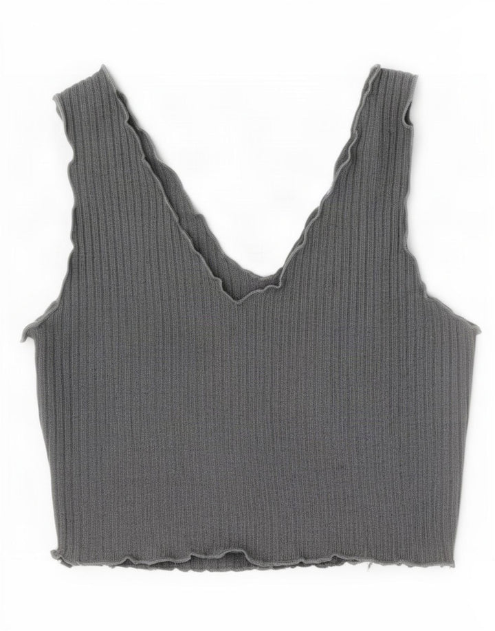 Crop top fără mâneci pentru femei Shein UK 14, mare, gri, poliester