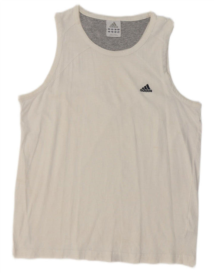 Vest Vest Top pentru bărbați Adidas Bumbac alb mediu