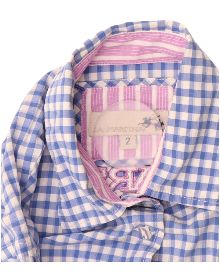 Cămașă grafică pentru femei La Martina UK 12 Medium Blue Gingham