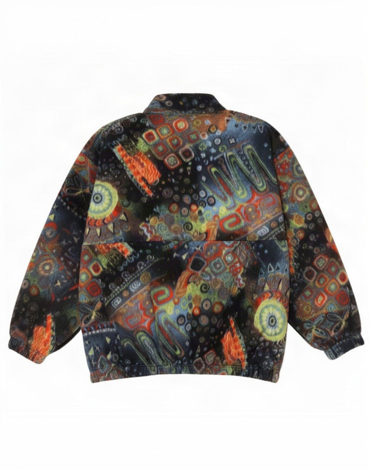 Jumper vintage pentru bărbați, cu model abstract, cu fermoar și gât, mare, multicolor