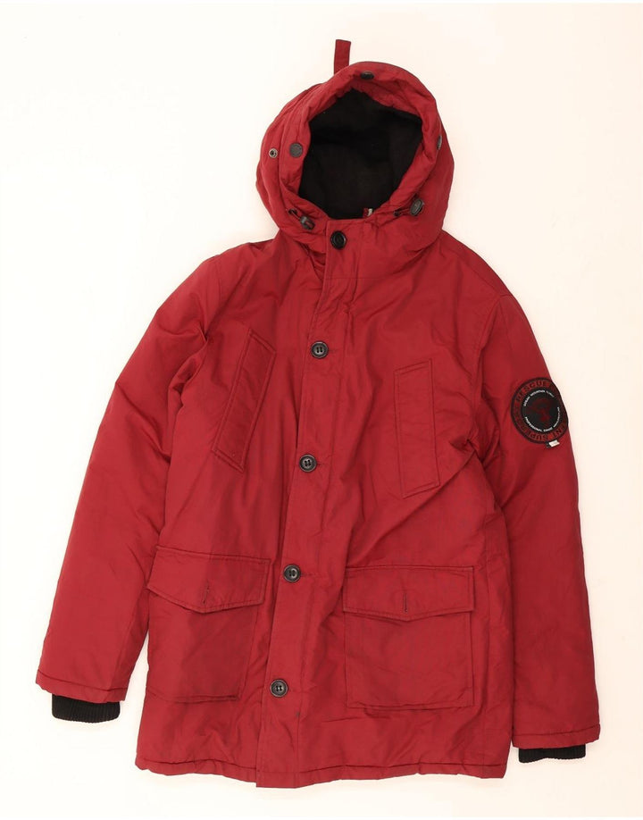 Jachetă căptușită cu glugă Superdry pentru bărbați UK 38, nailon mediu burgundy