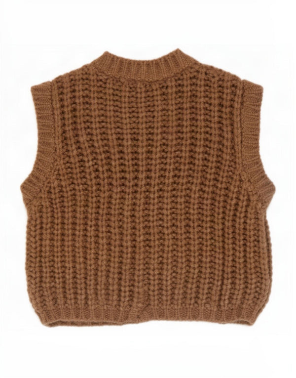 Pulover cardigan supradimensionat fără mâneci Zara UK 10 mic maro acrilic
