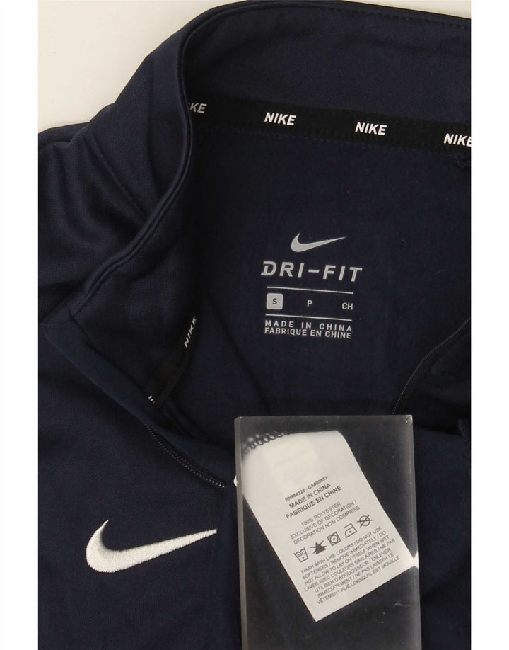Pulover pentru bărbați Nike Dri Fit, cu fermoar, cu gât, poliester, albastru mic