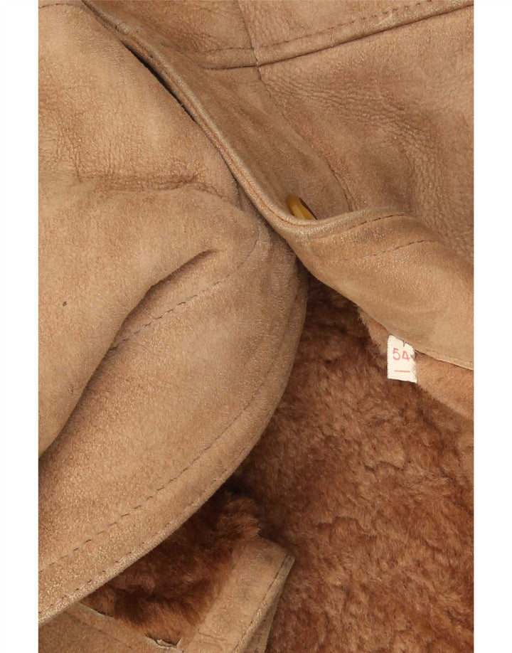 Jachetă vintage pentru bărbați din shearling IT 54 2XL maro