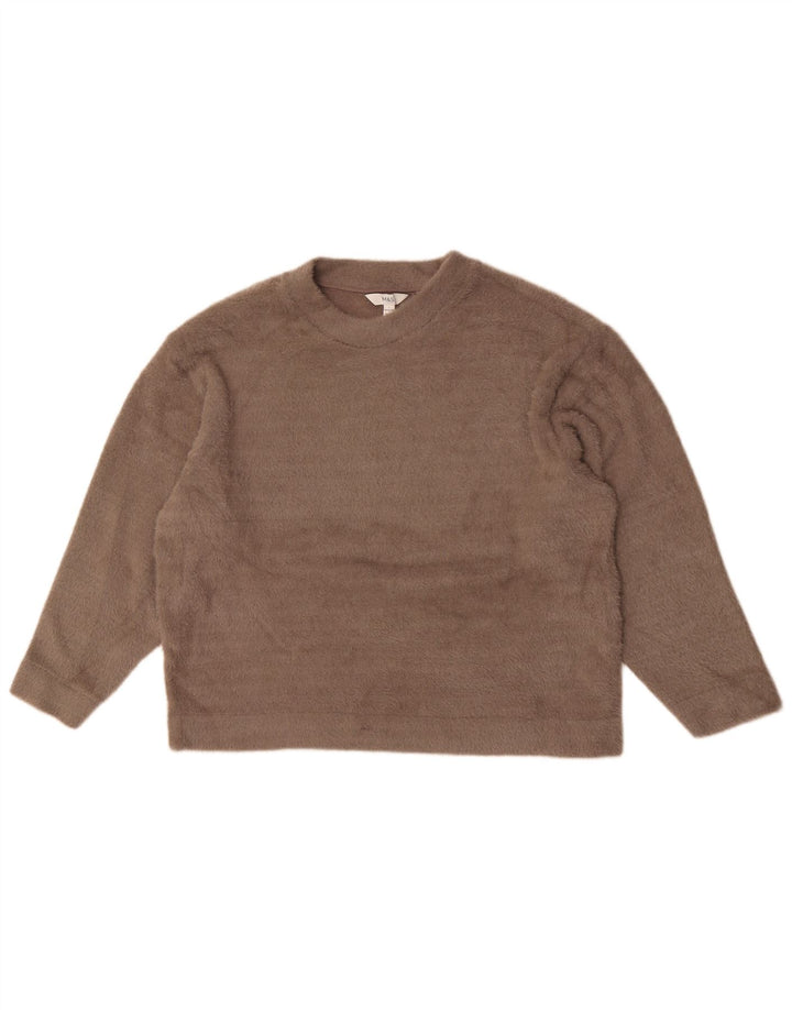 Marks & Spencer Pulover supradimensionat pentru femei cu gâtul turnat UK 16 Large Bej