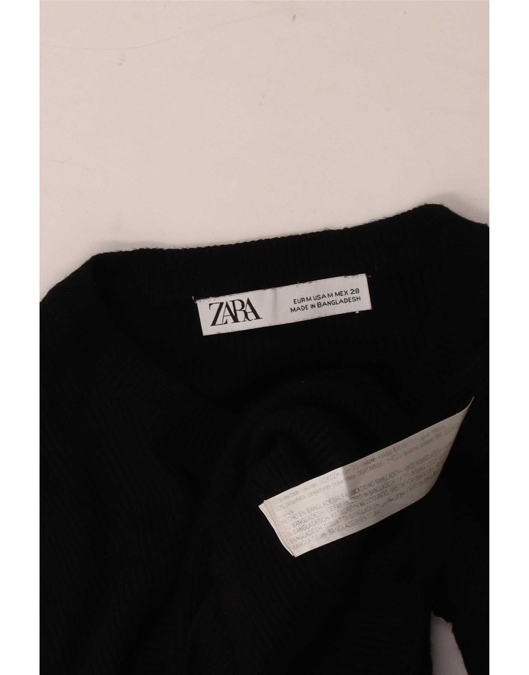 Crop Top pentru femei Zara cu mânecă lungă UK 12 Medium Black Viscose