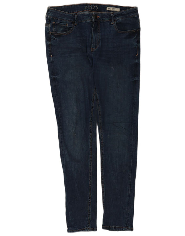 Blugi skinny pentru femei cu talie medie Zara EU 42 Large W32 L30 Bumbac bleumarin