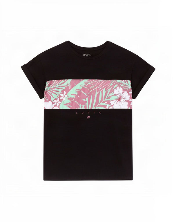 Tricou grafic Lotto pentru femei Life's Top UK 10 Small Black Floral