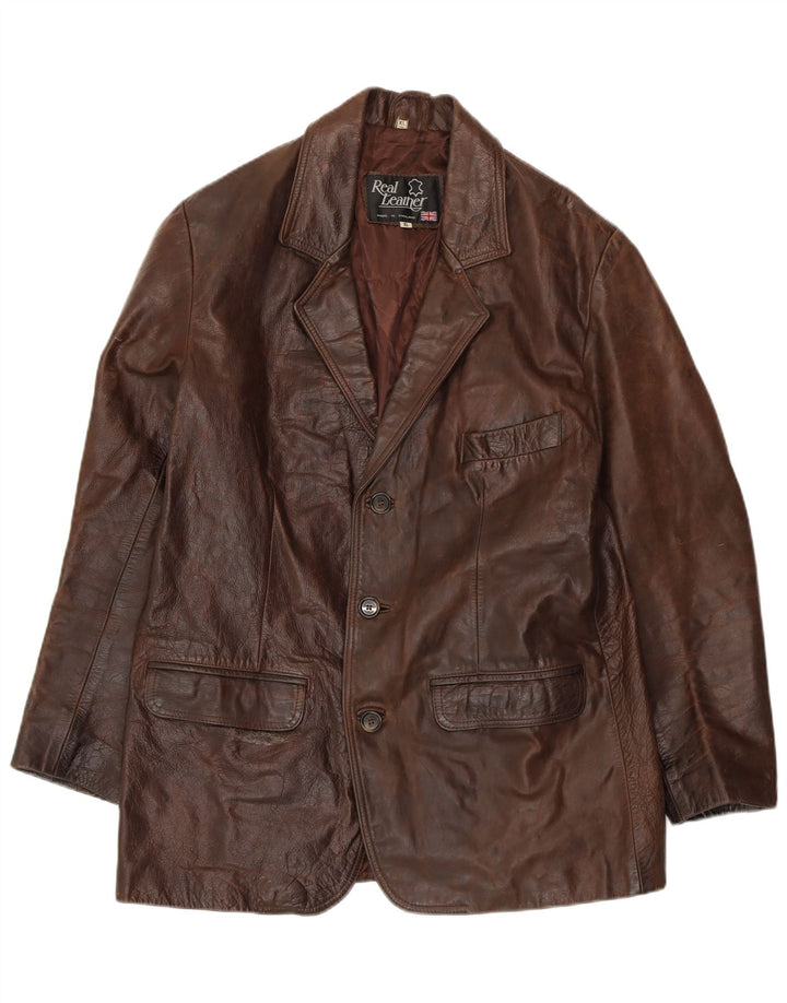 Jachetă de piele pentru bărbați VINTAGE UK 42 XL din piele maro