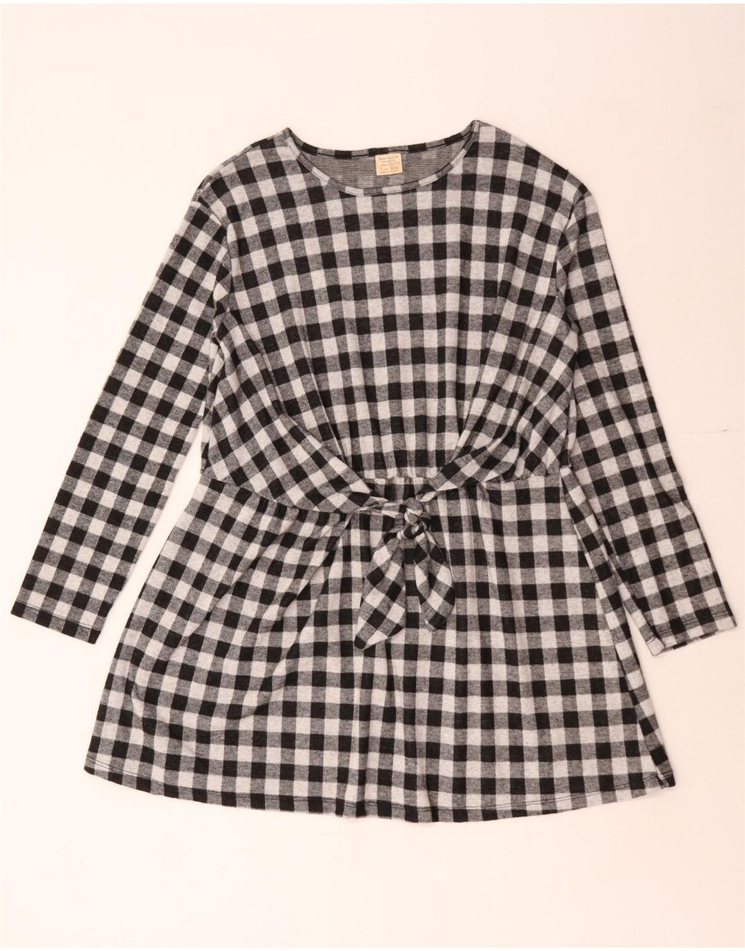 Rochie de bază cu mânecă lungă Zara fete 13-14 ani, negru, vichy