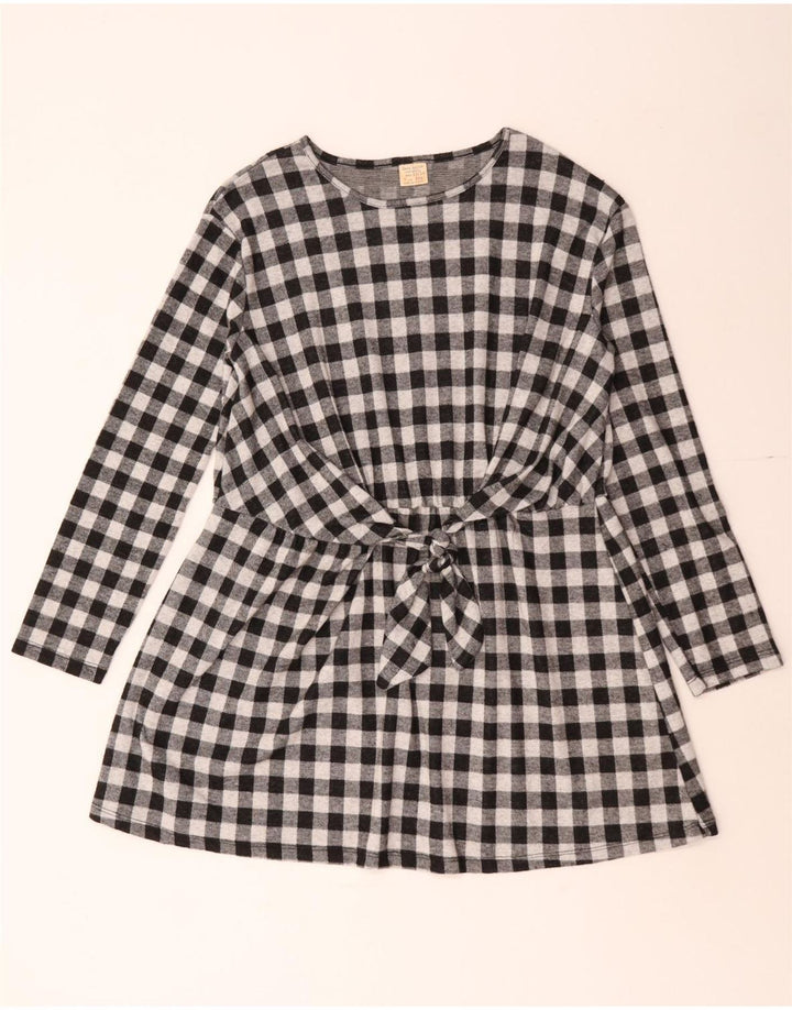 Rochie de bază cu mânecă lungă Zara fete 13-14 ani, negru, vichy