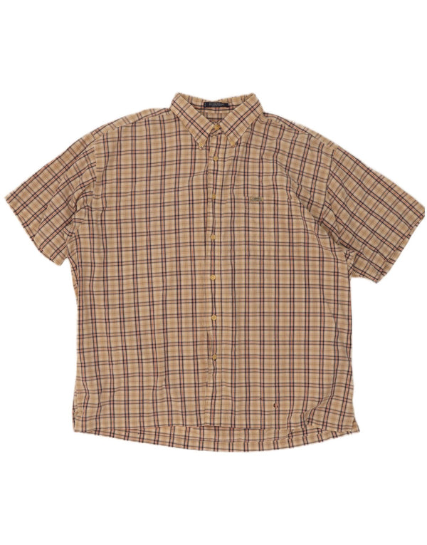 Cămașă cu mânecă scurtă pentru bărbați Chaps Ralph Lauren 2XL, bumbac cu carouri bej